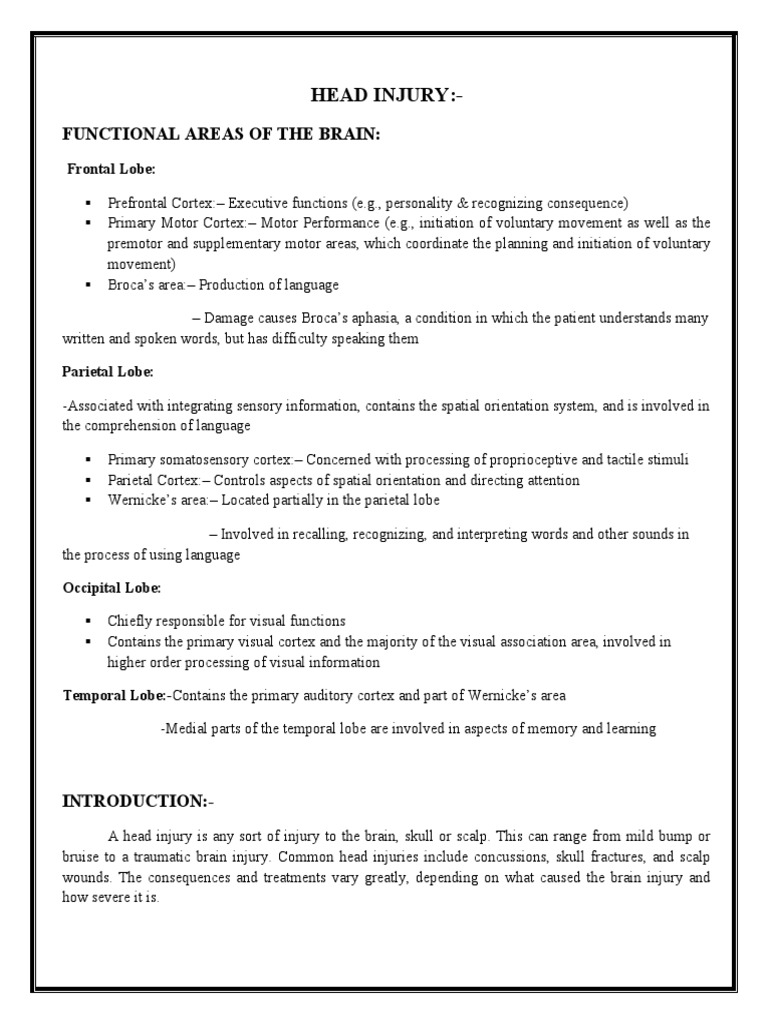 Overview of Head Injury Types and Effects | PDF | Traumatic Brain ...