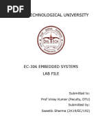 Delhi Technological University: Ec-306 Embedded Systems Lab File