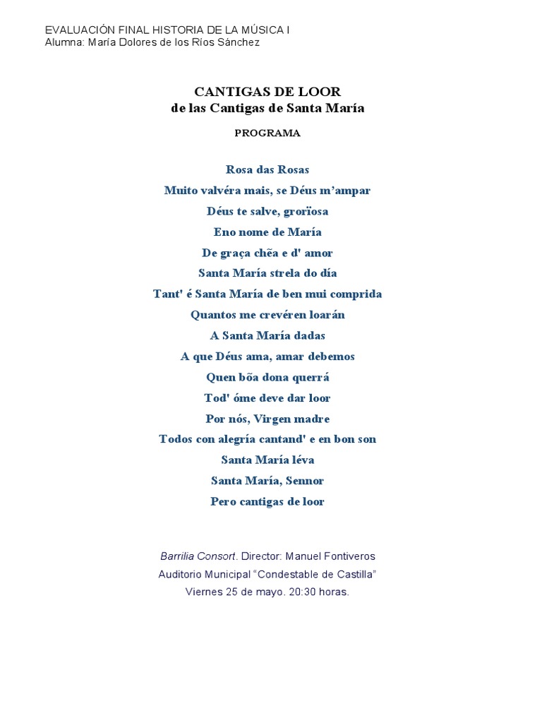 Modelo de Programa de Mano Concierto | PDF | María, madre de Jesús