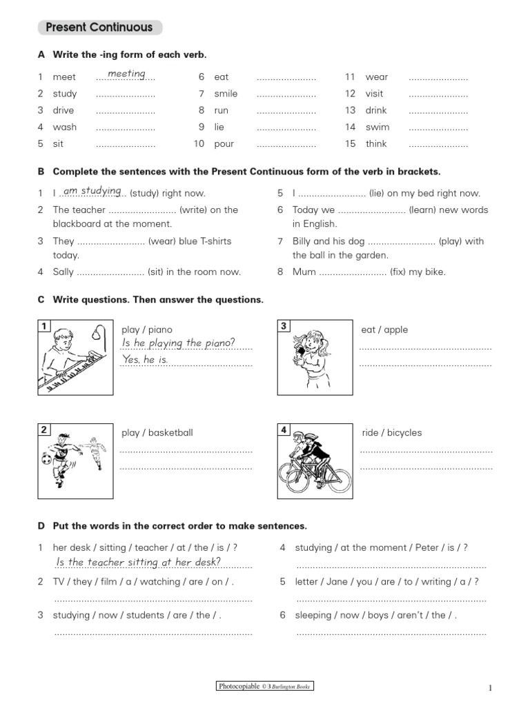 Present Continuous UNIT 4 1º | PDF