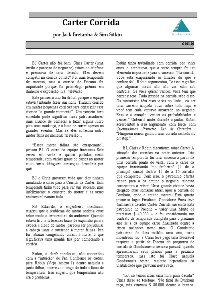 Carter-Racing-A B C | PDF | Carro | Dinheiro