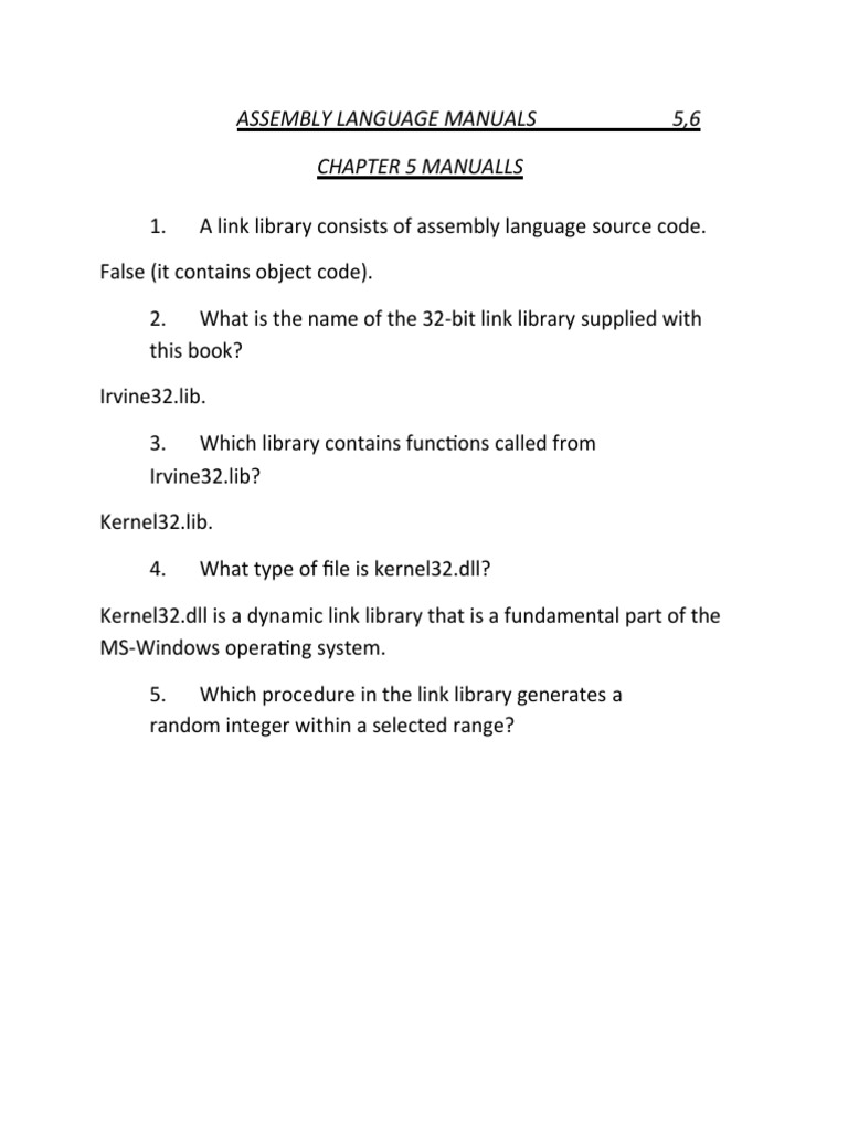 Irvine32 Assembly Language Guide | PDF | Library (Computing) | Assembly ...