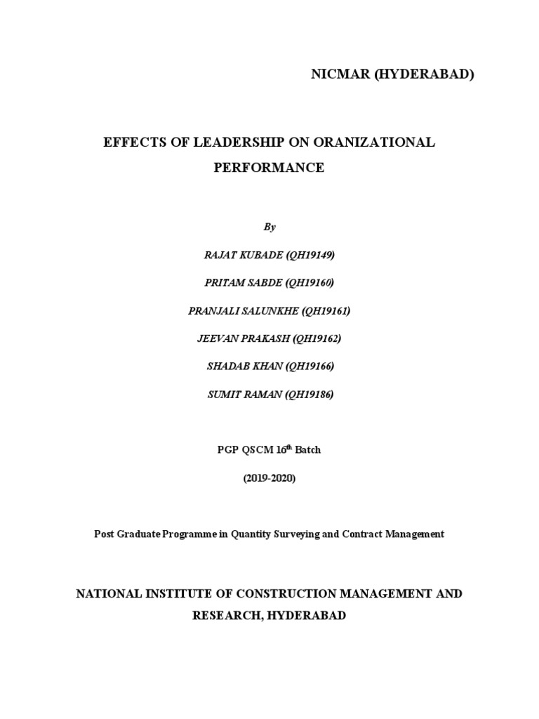 Leadership Styles and Organizational Performance | PDF | Leadership ...