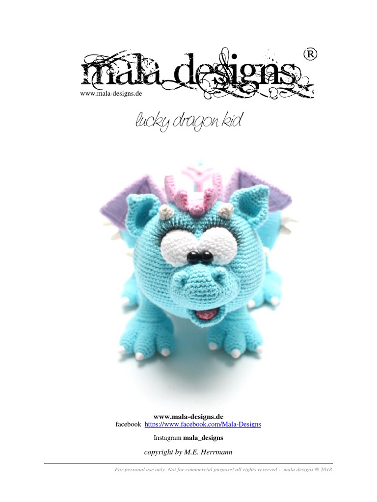 Mala Designs Bebe Dragón | PDF | Crochet | Yarn