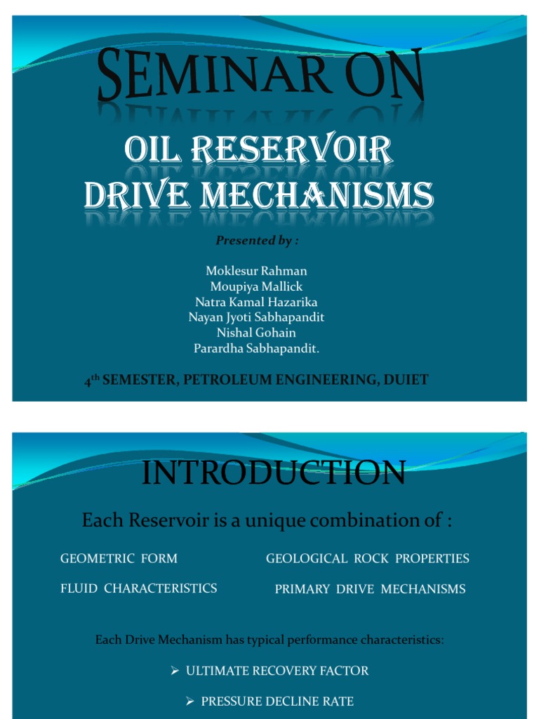 Oil Reservoir Drive Mechanisms Presentation Petroleum Reservoir Petroleum
