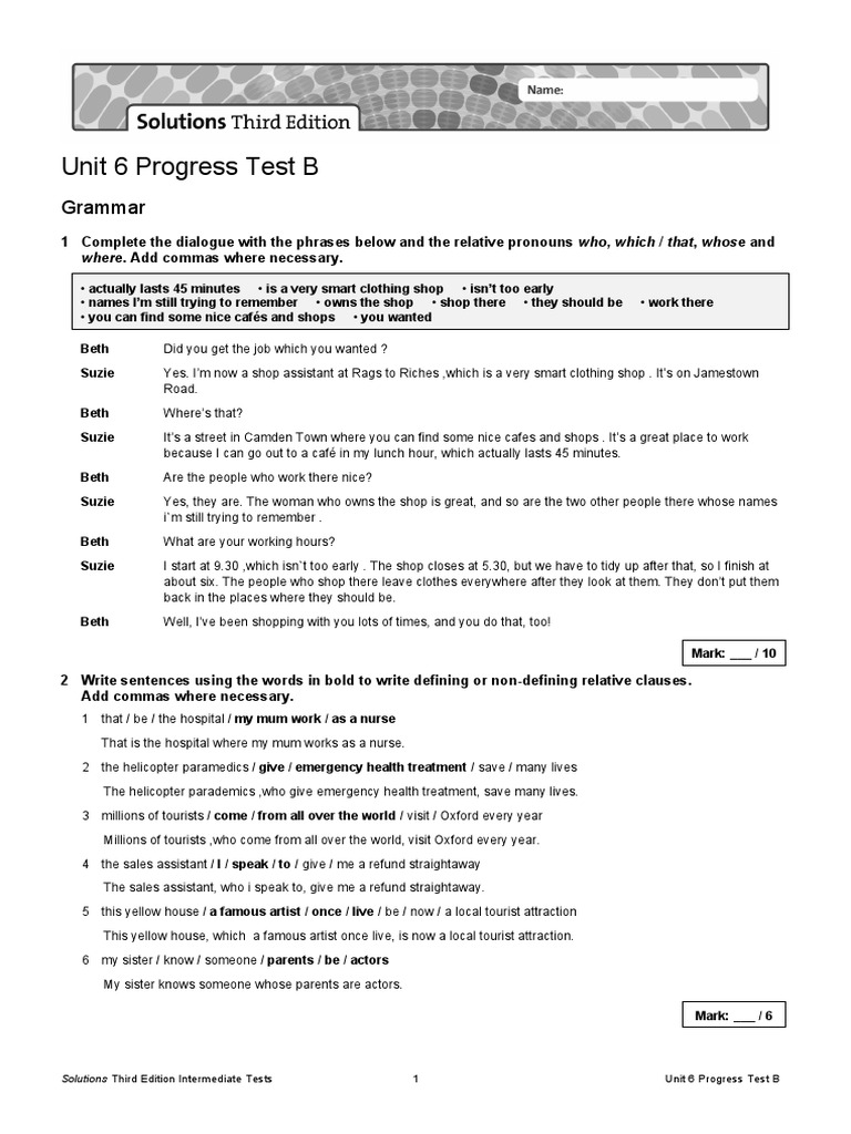 Unit 6 Progress Test B Overview | PDF | Linguistics