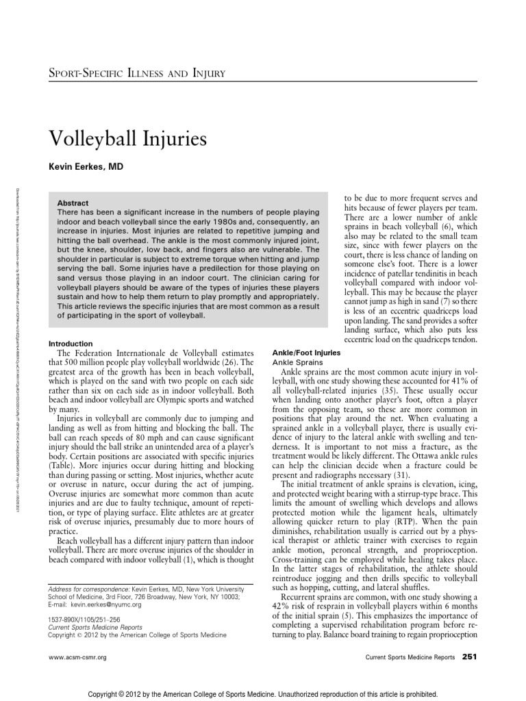 Volleyball Injuries: S - S I I | PDF | Shoulder | Clinical Medicine