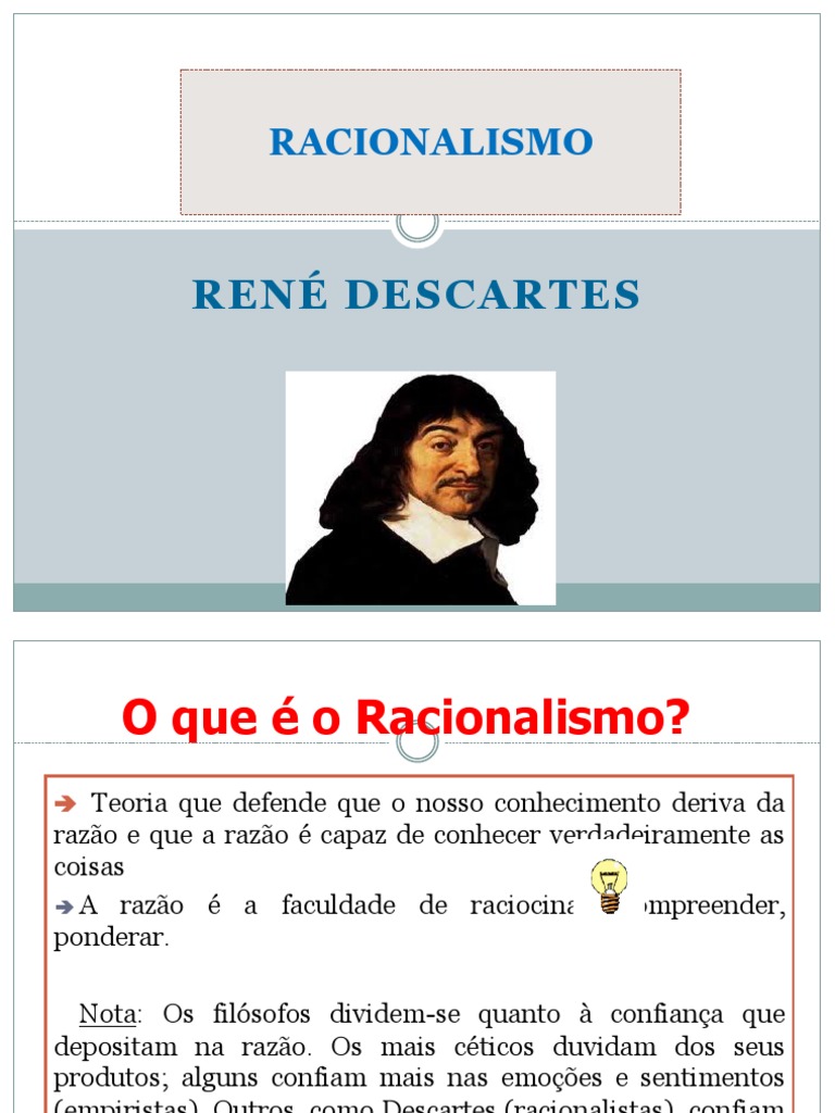 Racionalismo e Descartes: Fundamentos | PDF | Ideia | Conhecimento