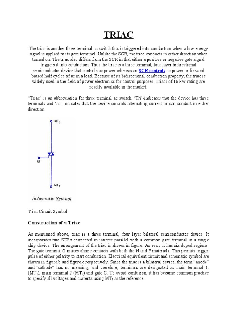 TRIAC | PDF | Materials | Electrical Engineering