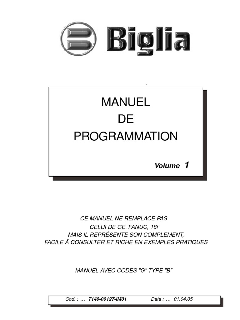 Livre Manuel 1 de Programmatin Vol-1, PDF, Usinage