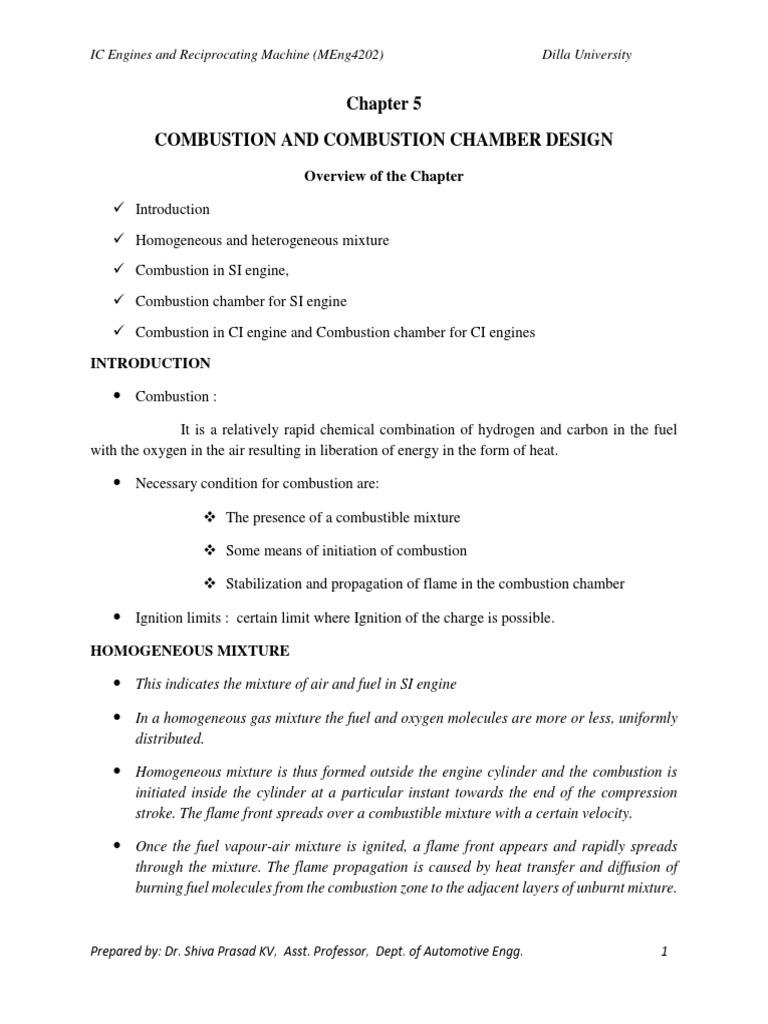 Combustion Chamber Design in SI Engines | PDF | Combustion | Engines