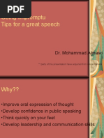 Going Impromptu Tips For A Great Speech: Dr. Mohammad Almasri