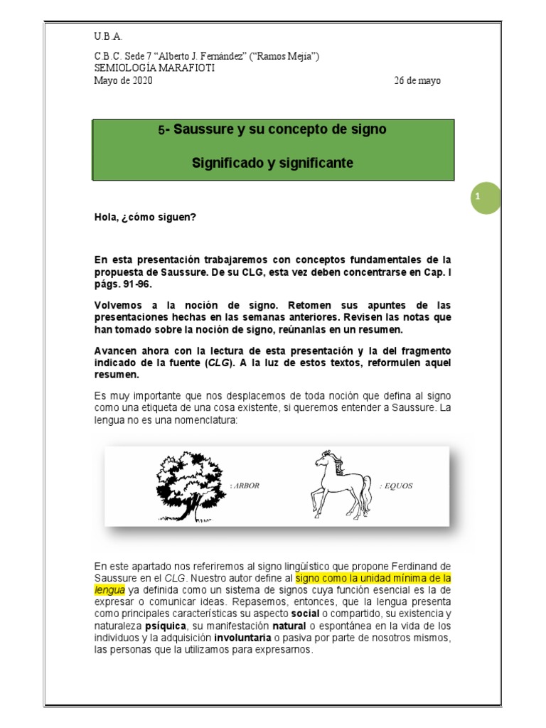 Semana 4. Signo, Significante y Significado | PDF | Lingüística | Cognición