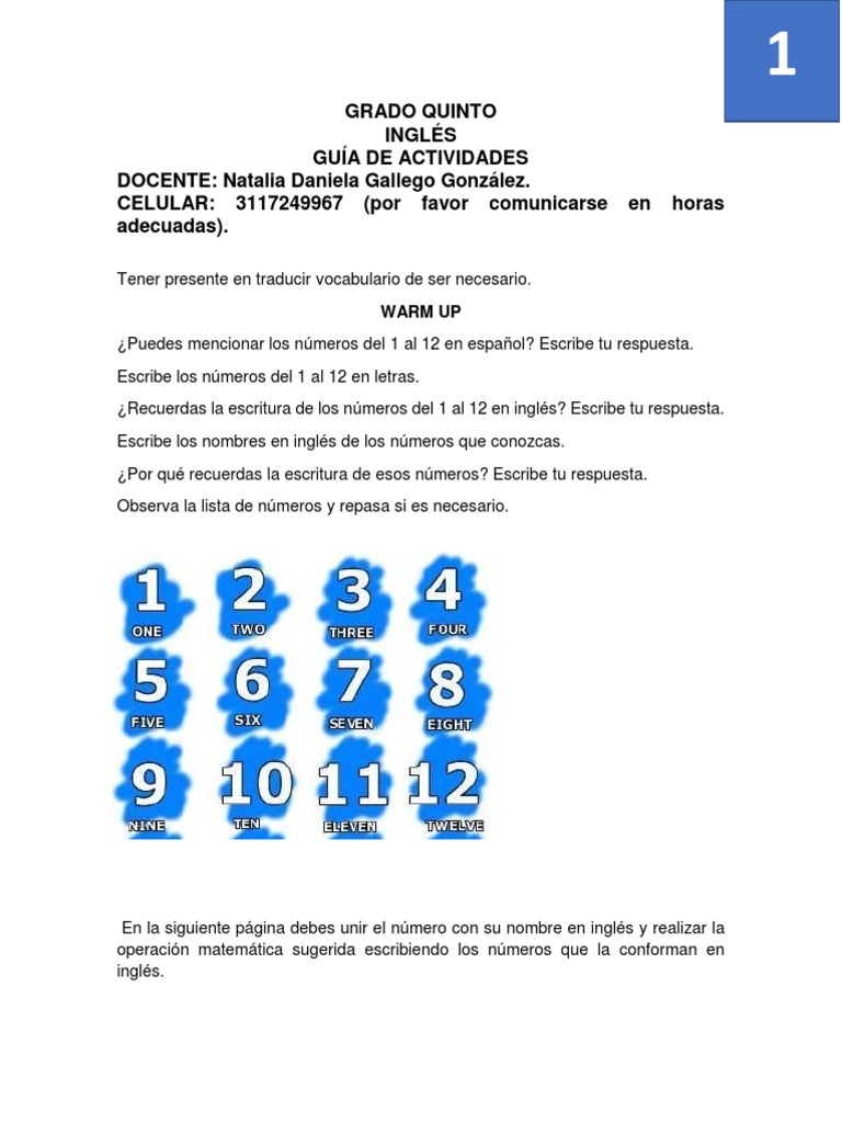 Guías Inglés Período 1 Grado 5 | PDF | Ciencia cognitiva | Lingüística