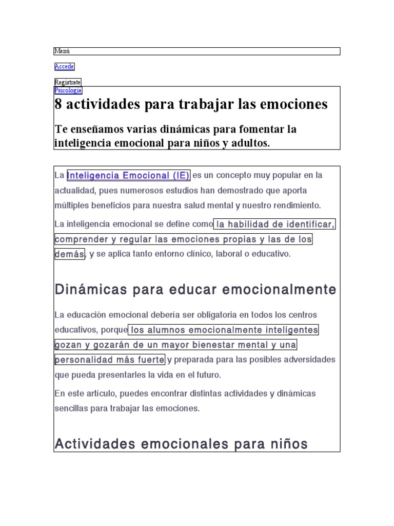 Actividades para Fomentar la Inteligencia Emocional | PDF | Las ...