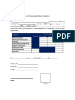 Planilla Autorizacion Cargo en Cuenta