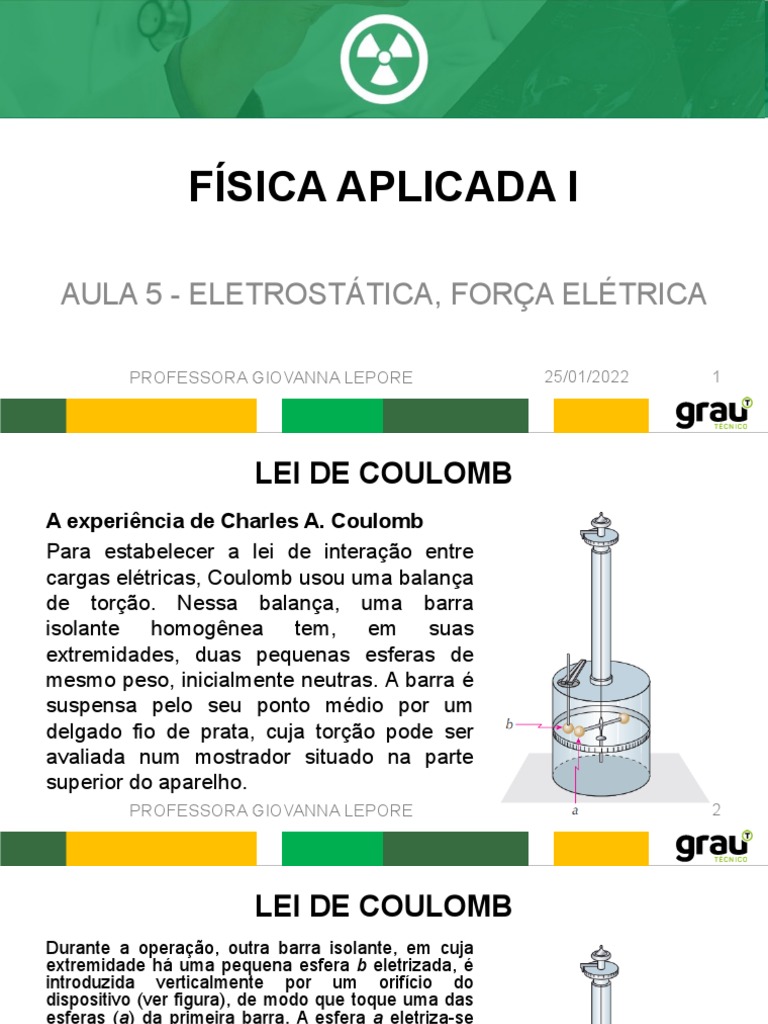 Lei de Coulomb e Balança de Torção | PDF | Carga elétrica | Quantidades ...