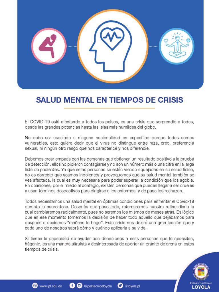 Salud Mental Durante la Crisis del COVID-19 | PDF | Adultos | Sicología