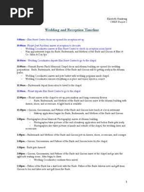 Wedding Reception Timeline