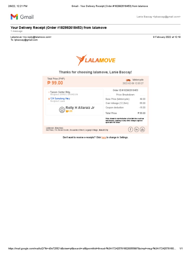 Lalamove Receipt 9feb2022 PDF