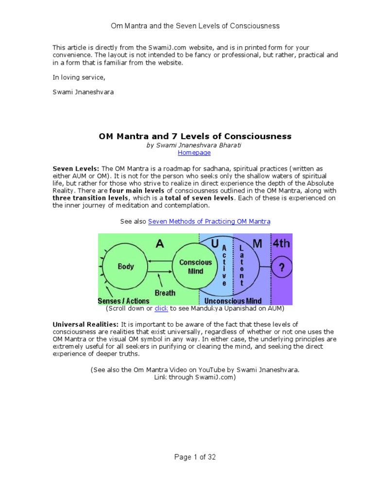 OM Mantra and 7 Levels of Consciousness | PDF | Science & Mathematics ...