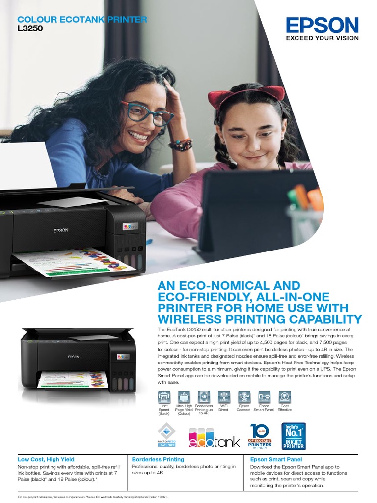Epson L3250 Brochure PDF | PDF | Printer (Computing) | Image Scanner