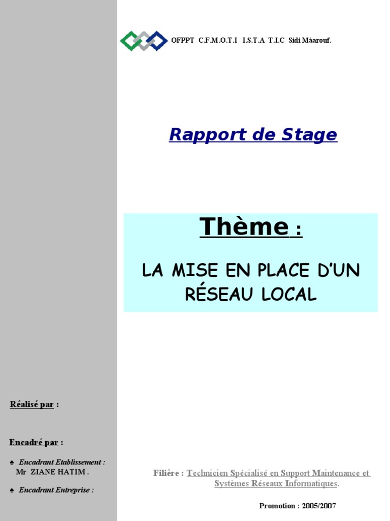 Exemple de Rapport de Stage | Informatique | Application
