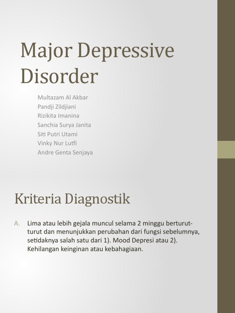 Major Depressive Disorder | PDF