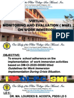 Virtual Monitoring and Evaluation (M&E) On Work Immersion