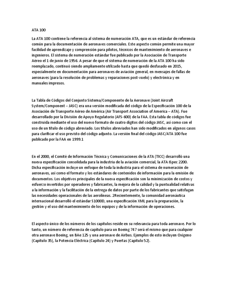 Guía Completa del ATA 100 en Aviación | PDF | Aeroespacial | Aviación