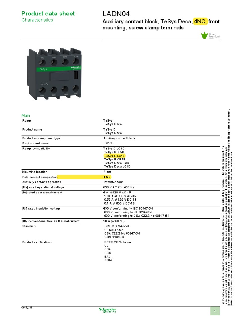 LADN04 DATASHEET WW en-WW | PDF | Manufactured Goods | Electricity