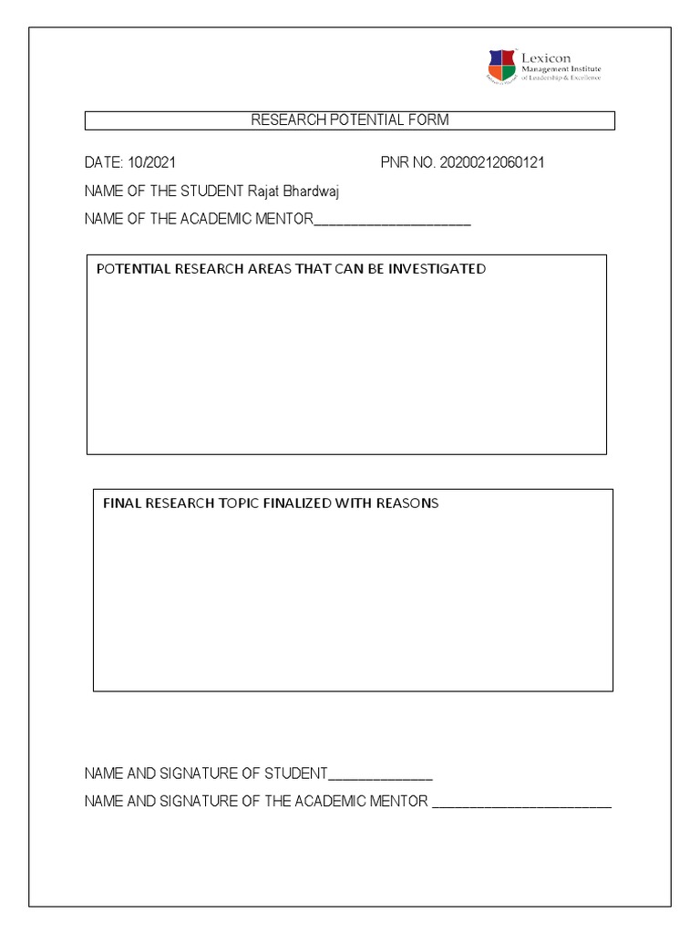 Research Potential Form | PDF