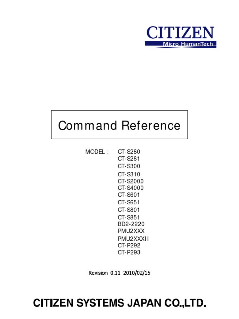 Citizen Commandreferencepos Printer Computing Text