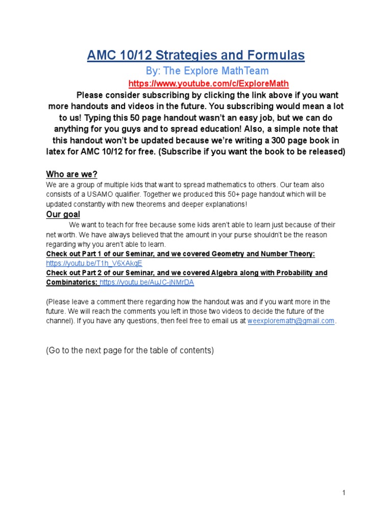 AMC 10-12 Strategies and Formulas | PDF | Triangle | Mathematics