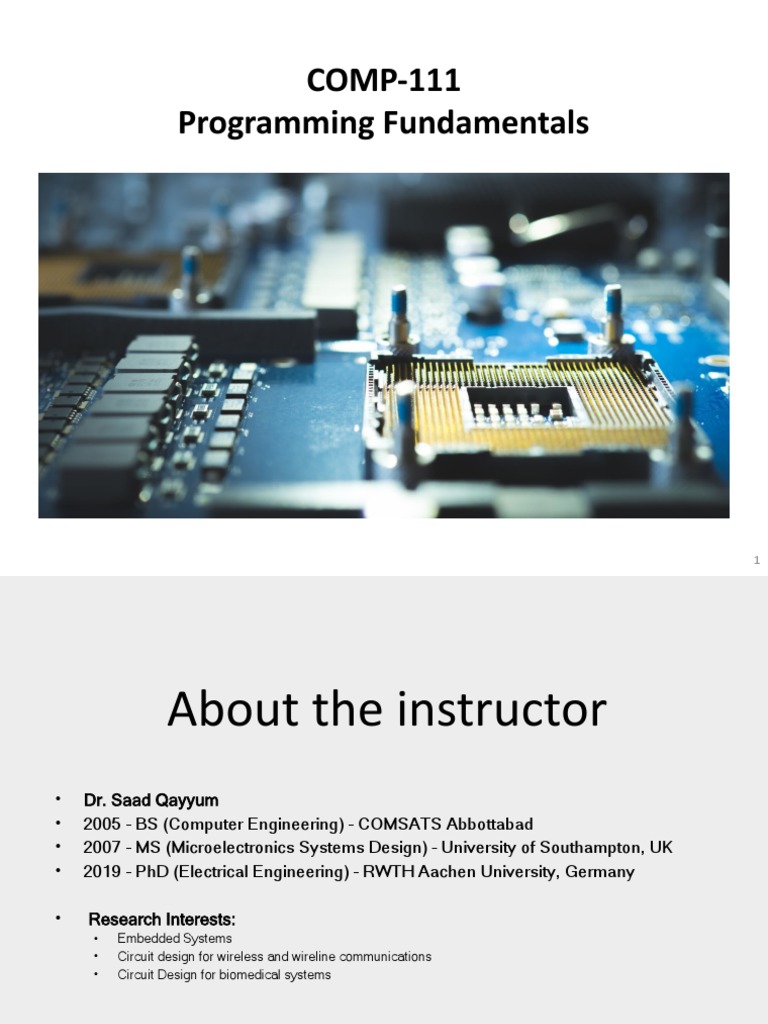Lecture 01 - Programming Fundamentals | PDF | Computer Programming ...