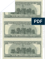 Main One Hundred Dollar Bill Template Back