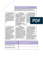 Arth 548 Peer Feedback Choice Board