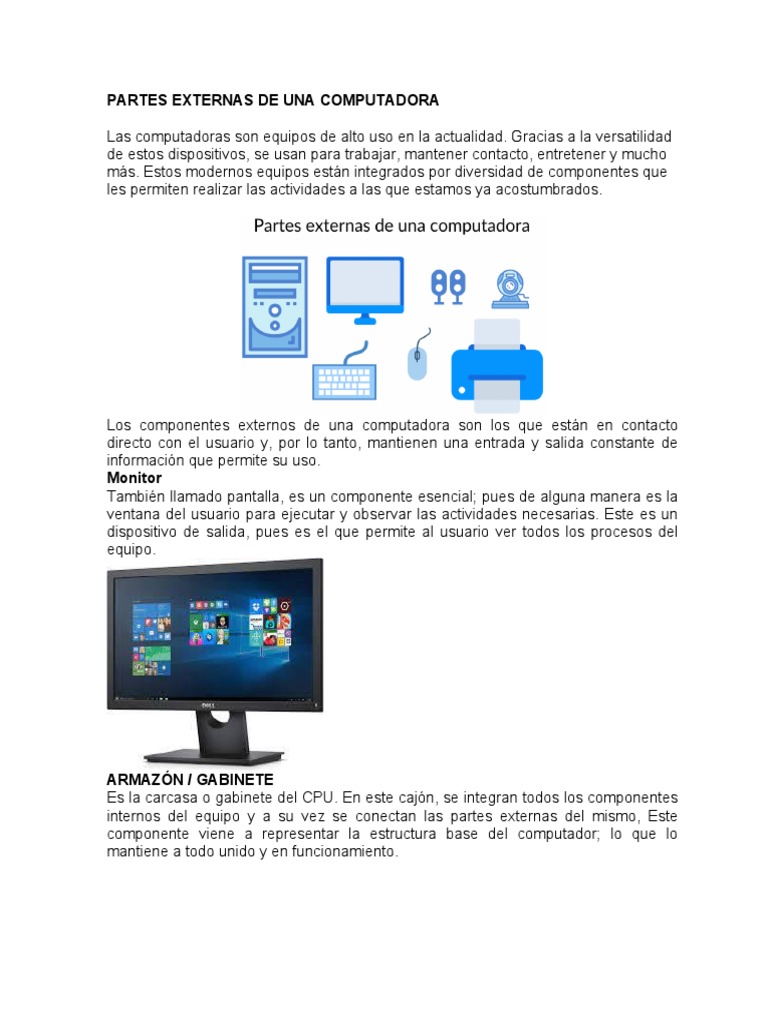 Partes Externas de la Computadora | PDF | Periférico | Hardware de la ...
