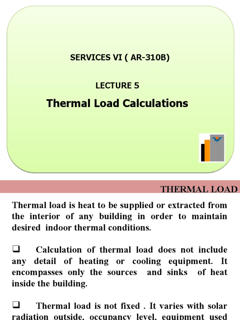 LECTURE 5 Heating & Cooling Load Calculations PDF Building
