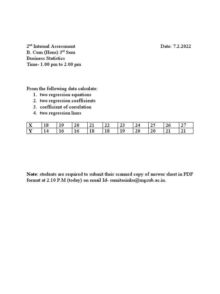 2nd Internal Assessment BUS. STAT | PDF