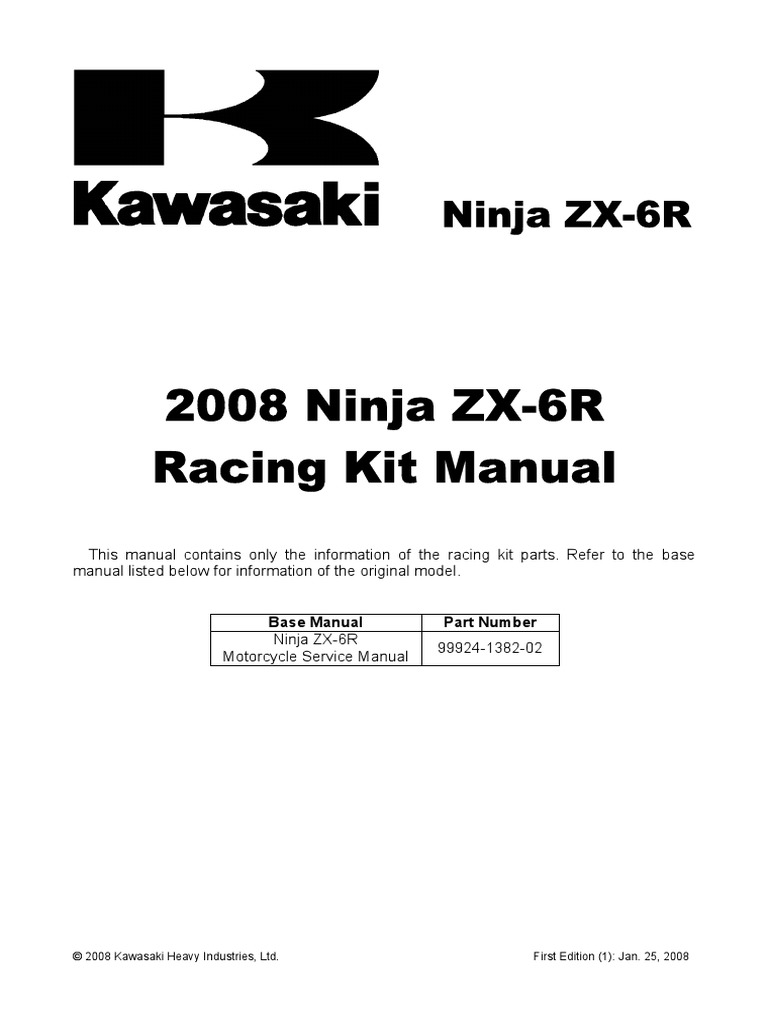 2008 Ninja ZX-6R Racing Kit Manual | PDF | Clutch | Transmission