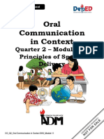 Oral Communication in Context: Quarter 2 - Module 11: Principles of Speech Delivery