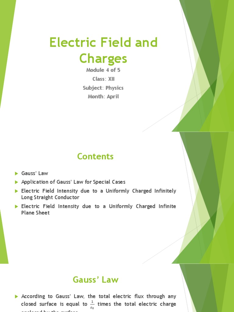 XII Physics Chapter 1 Module 4 Lecture Content PDF Electric Field