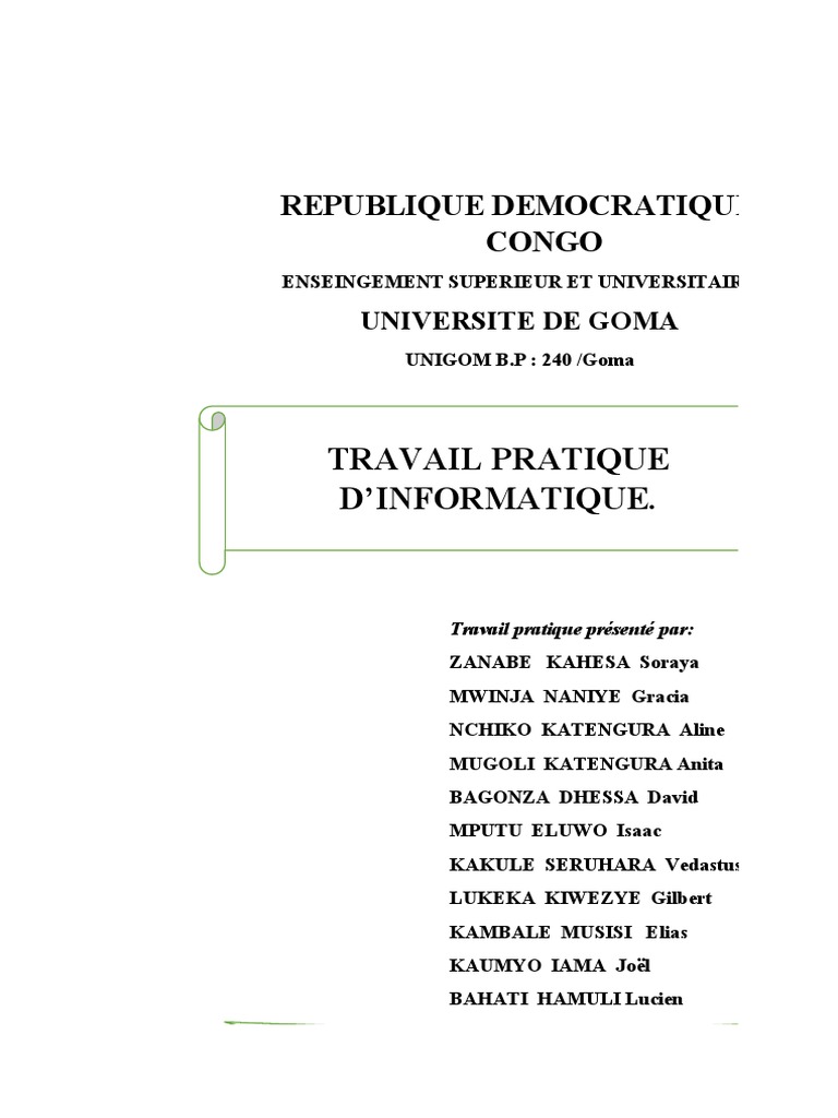 Exemple Cahier De Page De Garde Travaux Pratique 4e Page de Garde | PDF