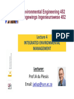 Environmental Engineering 452 Omgewings Ingenieurswese 452: Lecture 4 Integrated Environmental Management