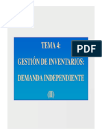 TEMA 4 Gestion de Inventarios. Demanda Independiente