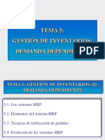 TEMA 5 Gestion de Inventarios. Demanda Dependiente