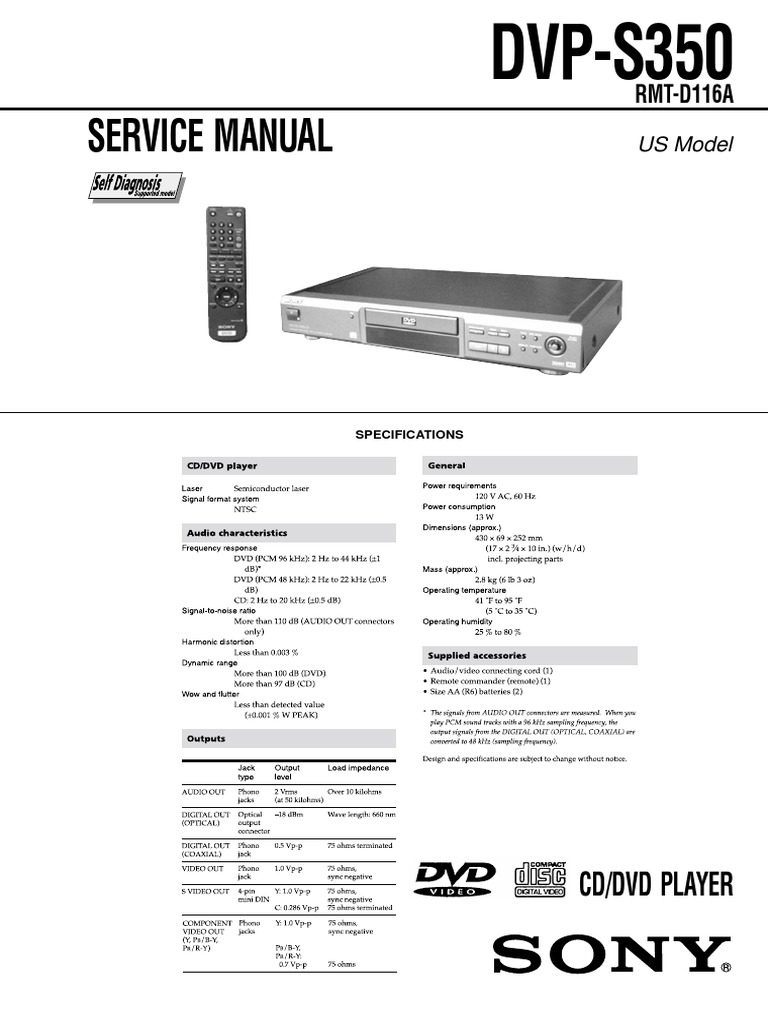 Service Manual: DVP-S350 | PDF | Electricity | Electrical Engineering