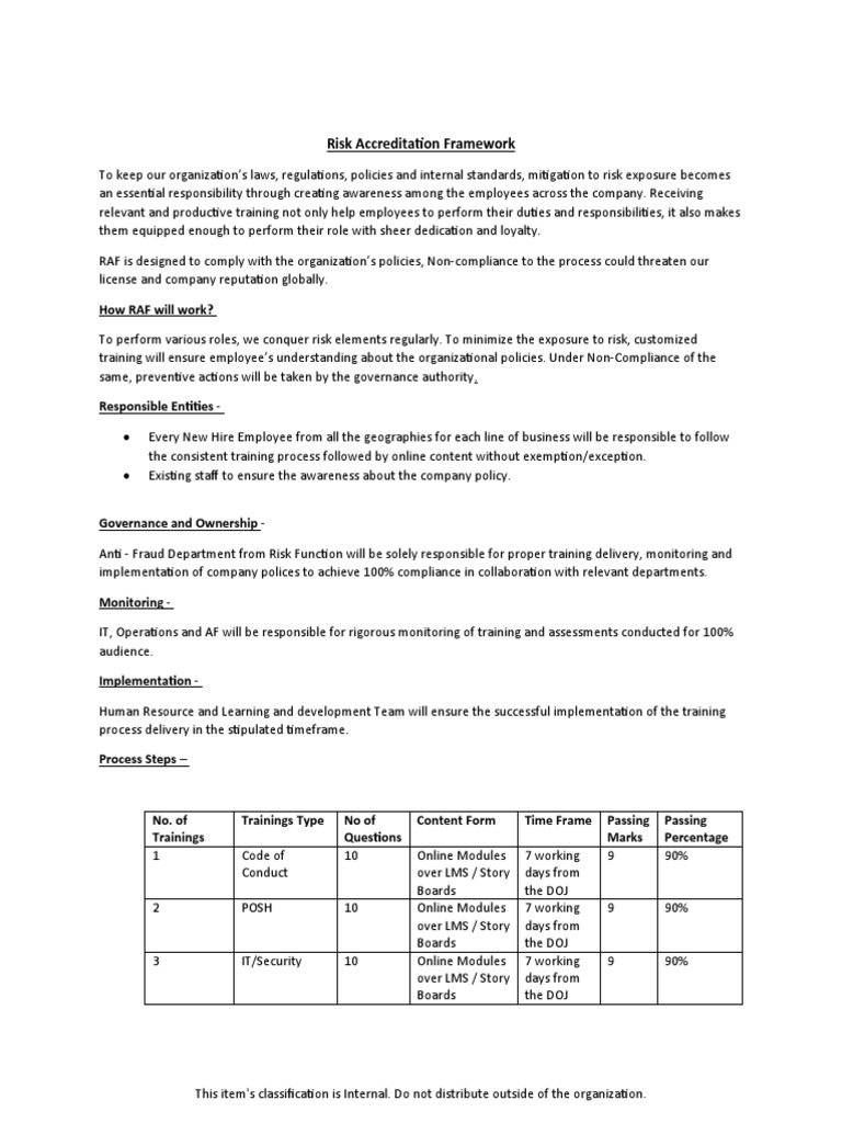 Risk Accreditation Framework Overview | PDF | Regulatory Compliance ...