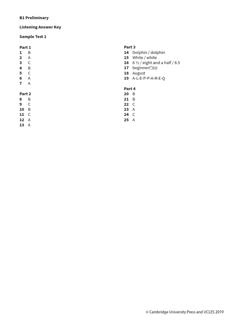 Prel Listening AK Test 1 | PDF